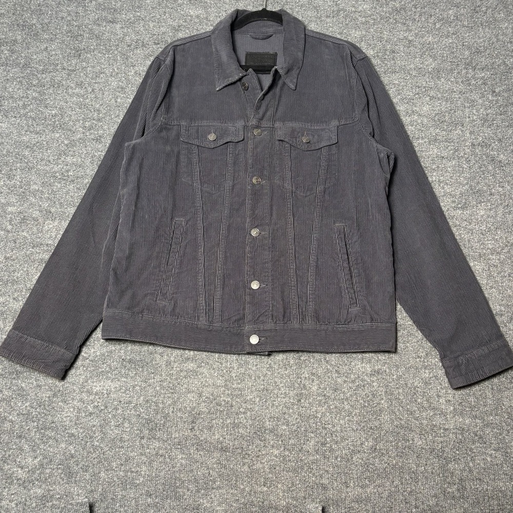 Abercrombie & Fitch Charcoal Grey Corduroy Trucker Jacket Mens XL